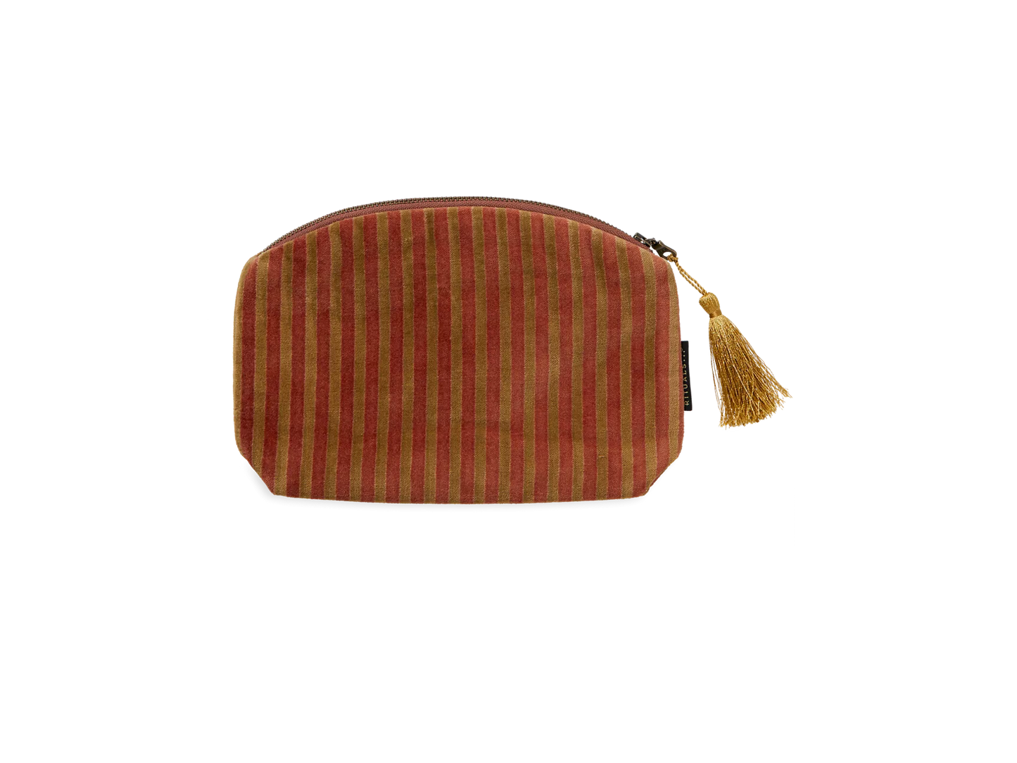 Vellore Small Cotton Velvet Pouch Sand Stripe
