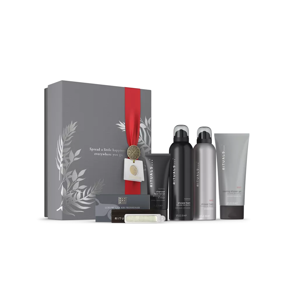 Homme Gift Set L 2x foaming shower gel 200ml, ice shower 200ml, charcoal scrub 70ml, car perfume
