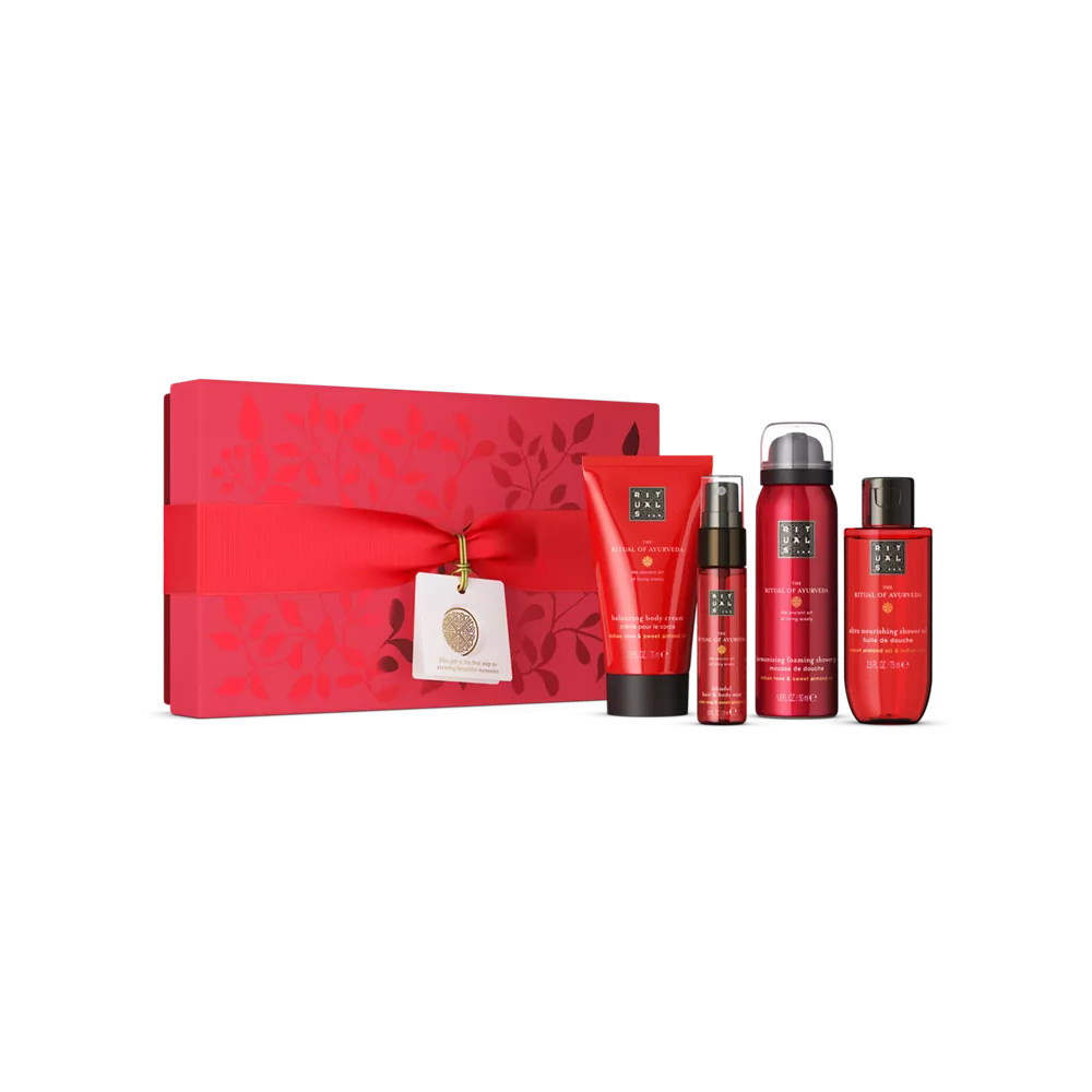The Ritual of Ayurveda Gift Set S foaming shower gel 50ml, shower oil 75ml, body cream 70ml, hair & body mist 20ml
