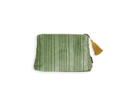 Vellore Medium Cotton Velvet Pouch Sage Green