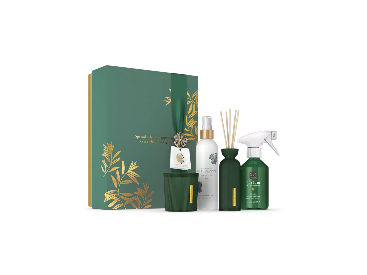 The Ritual of Jing Gift Set L interieurparfum spray 250 ml, verfrissende spray 250 ml, geurkaars 140 g, mini geurstokjes 70 ml