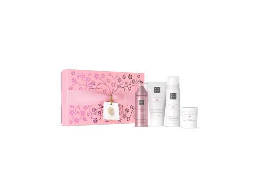 The Ritual of Sakura Gift Set S shower foam 50 ml, body cream 70 ml, body lotion mousse 50 ml, scented candle 25 g