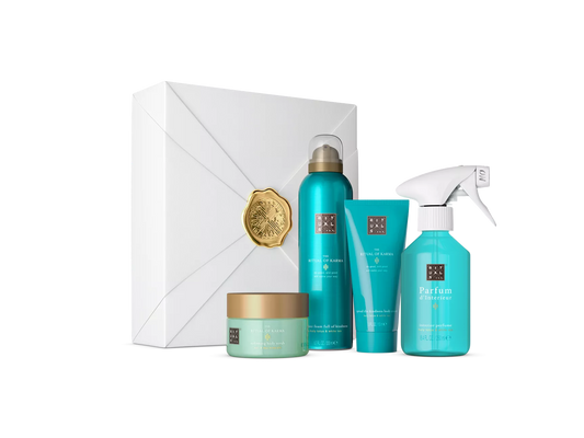 The Ritual of Karma Soothing Routine foaming shower gel 200ml, home perfume 250ml, body cream 100ml, salt body scrub 125g