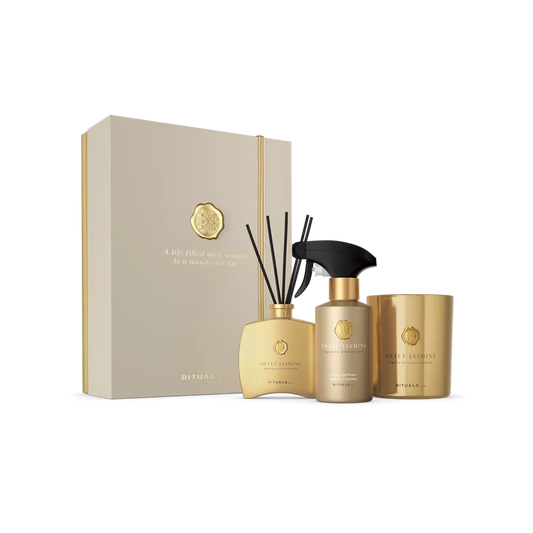 Private Collection Sweet Jasmine Gift Set L scented candle 360g, mini fragrance sticks 100ml, home perfume 250ml