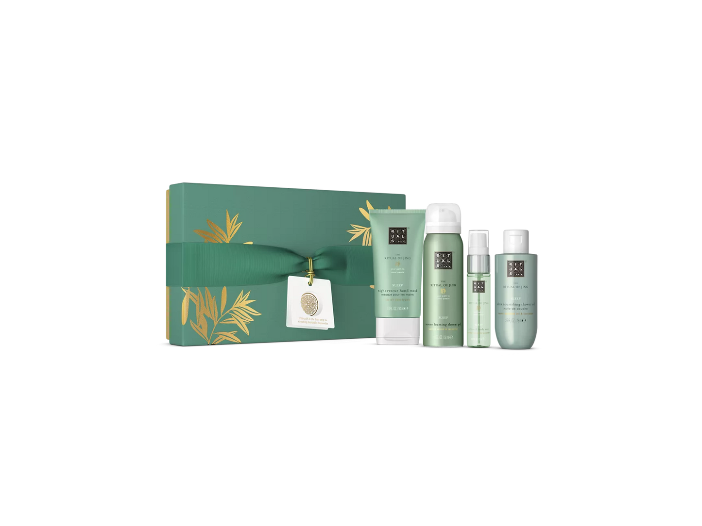 The Ritual of Jing Gift Set S shower foam 50 ml, handmasker 50 ml, doucheolie 75 ml, pillow & body mist 20 ml