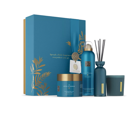 The Ritual of Hammam Gift Set L foaming shower gel 200ml, body cream 200ml, scented candle 140g, mini fragrance sticks 70ml