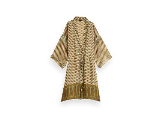 Jaipur Saree Kimono Green Flower