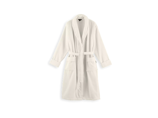 Super Smooth Cotton Bathrobe Men M Off White